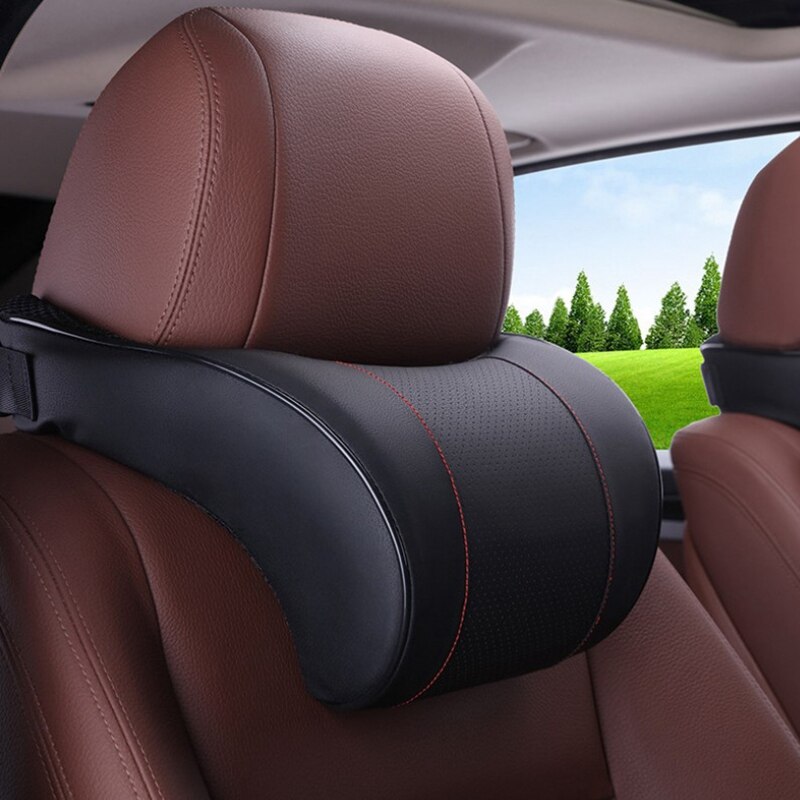 Auto Ventilatie Hoofdsteun, Geheugen Katoen Leer Automobiel Rest Hoofdsteun, Auto Veiligheid Seat Neksteun Kussen