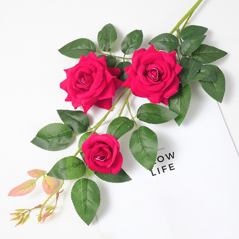 Artificial Flowers Rose Non-woven Fabrics Fabric 75cm long Flower Branch Wedding Pink Decoration Valentine's Day: SMTMQ074