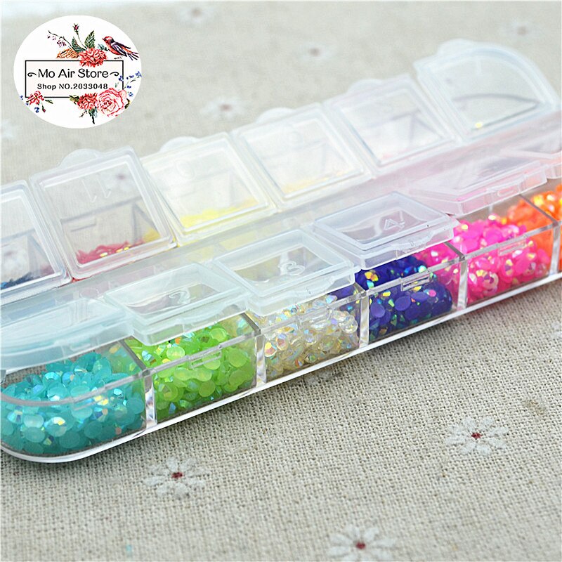 3000 Stks/partij 3Mm 12 Kleur Jelly Rhinestones Plaksteen Half Ronde Kralen Sieraden Ambachten Decoratie Scrapbooking