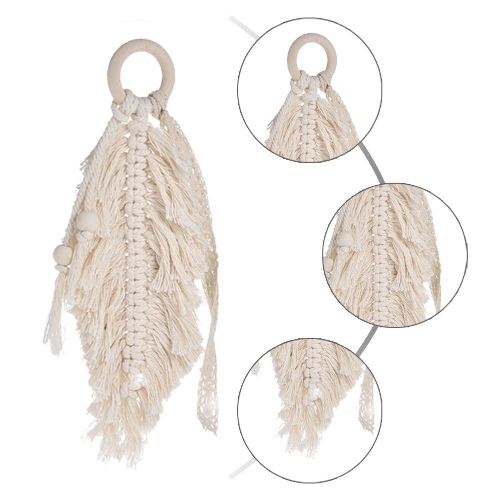 nordisch Böhmen Macrame Federn Fransen Wandteppich Mini Macrame Zauberstab Hängen Boho Dekor Handwoven Hochzeit Auto Dekoration