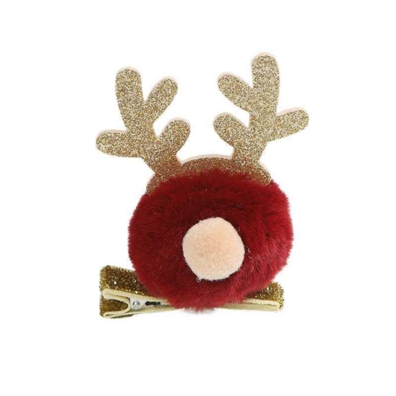Kerst Pluche Haarspeld Pluche Bal Winter Kinderen Haarspeld Top Clip Elanden Eendenbek Gewei Kerst Haaraccessoires: Olijf