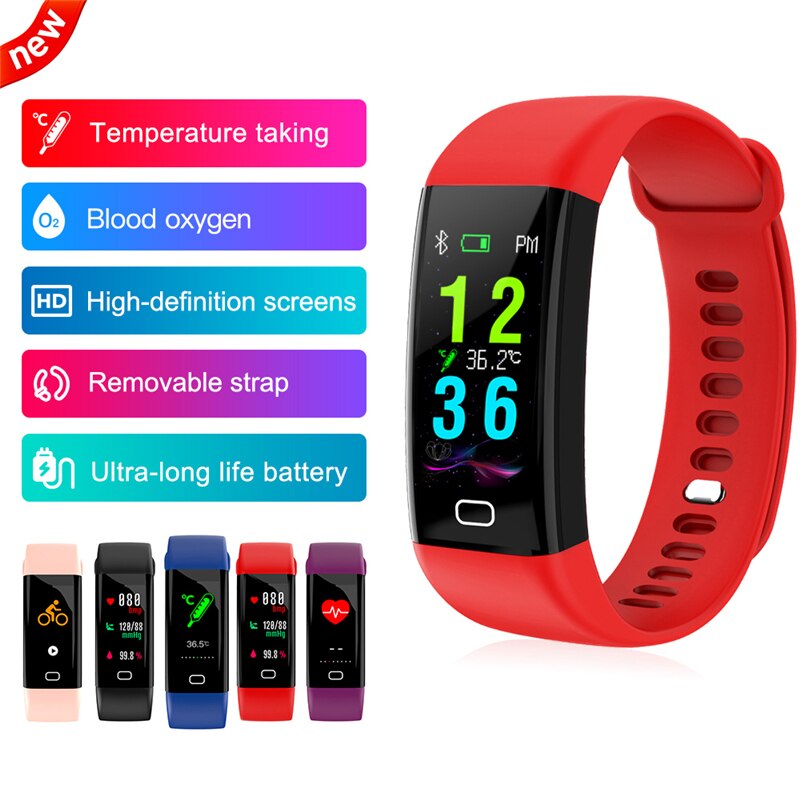 F77 Fitness Armband Smart Band Mannen Vrouwen Stappenteller Polsband Bloeddruk Smart Horloge Hartslagmeter Body Temperatuur