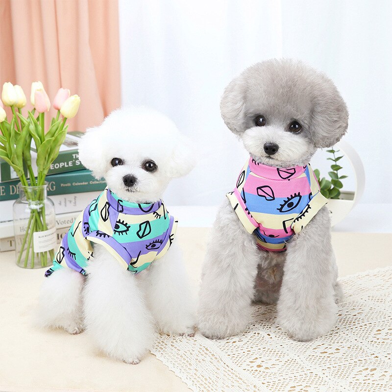 Printed Dog Shirt Graffiti Dog Clothes for Chihuahua French Bulldog Outfit Summer Spring Pet Costume