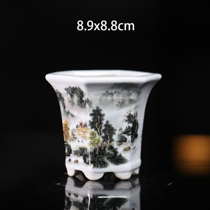 Kina yixing keramisk blomsterpotte innendørs dekorasjon kinesisk landskapsmaleri vase skrivebord pustende grønnsaker bonsaipotter