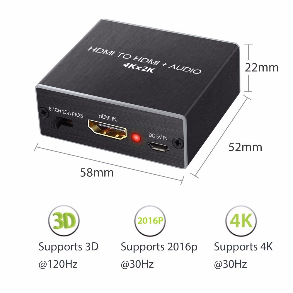 ESYNiC – convertisseur extracteur Audio 4K x 2K, Compatible HDMI vers TOSLINK SPDIF optique, avec séparateur Audio stéréo 3.5mm