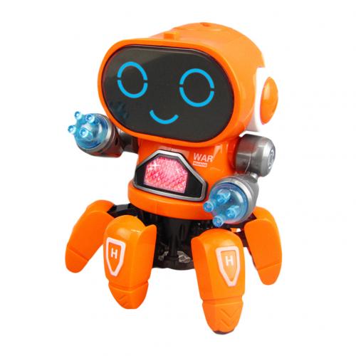 Søde 6- klør farverige førte lysmusik dansende mini elektrisk robot børnelegetøj: Orange