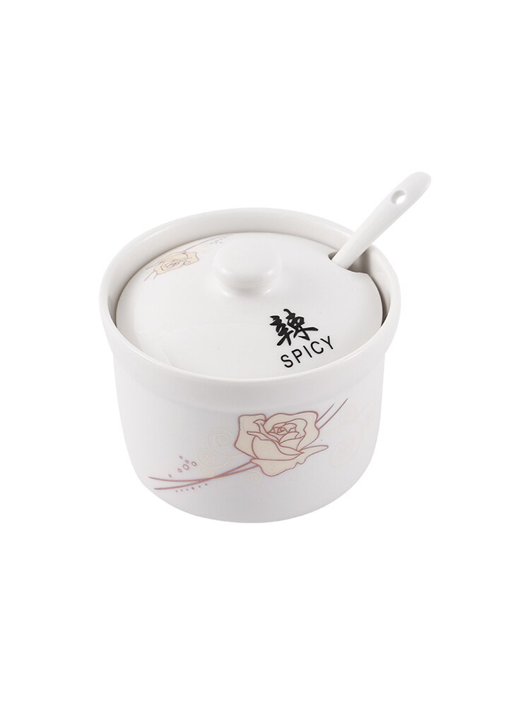 European-style White Porcelain Seasoning Jar Kitchen Utensils Sugar Salt Pepper Jar Storage Bottle Spice Box Ceramic Container
