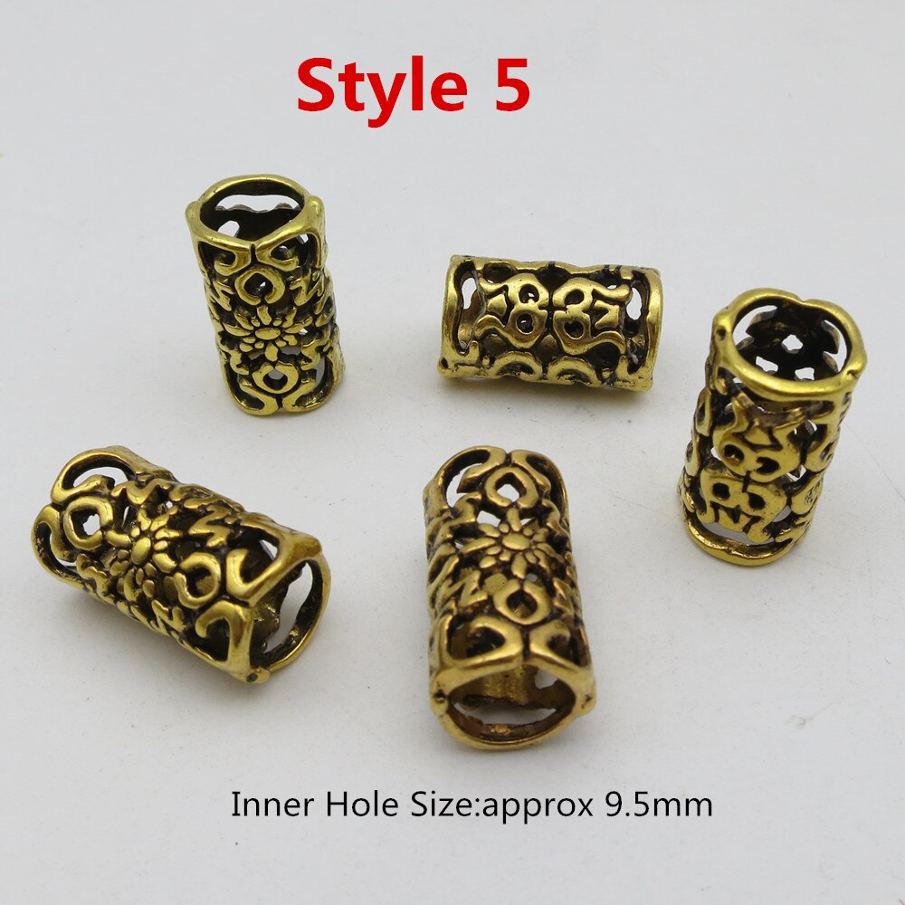 5 Stks/pak Big Hole Viking Haar Vlecht Dread Dreadlock Baard Kralen Ringen Buis Voor Vrouwen Mannen Haaraccessoires: 5pcs Style 5