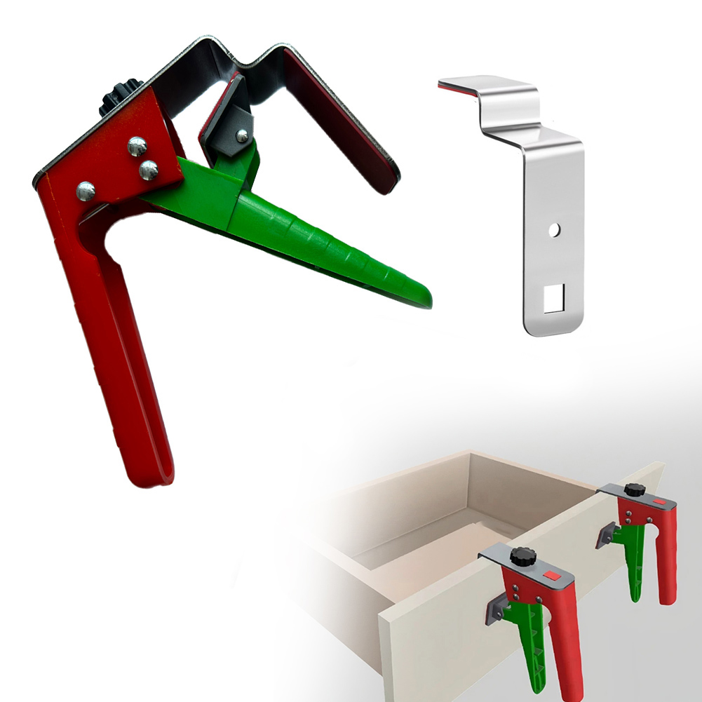 Abrazadera de fijación de cajón ajustable, Clip desmontable, abrazadera de instalación de gabinete, tipo prensa, plantilla, herramientas de carpintería para cajón frontal