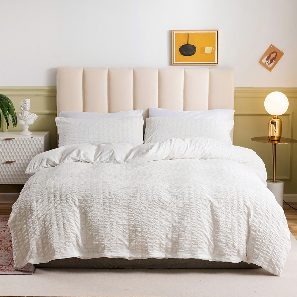 Stripe Series Bedding Set White Grey Duvet Cover Pillowcase Twin Full Queen King Home Textiles Bed Set Bedclothes: Color 1 / 2pcs Set 168x229cm