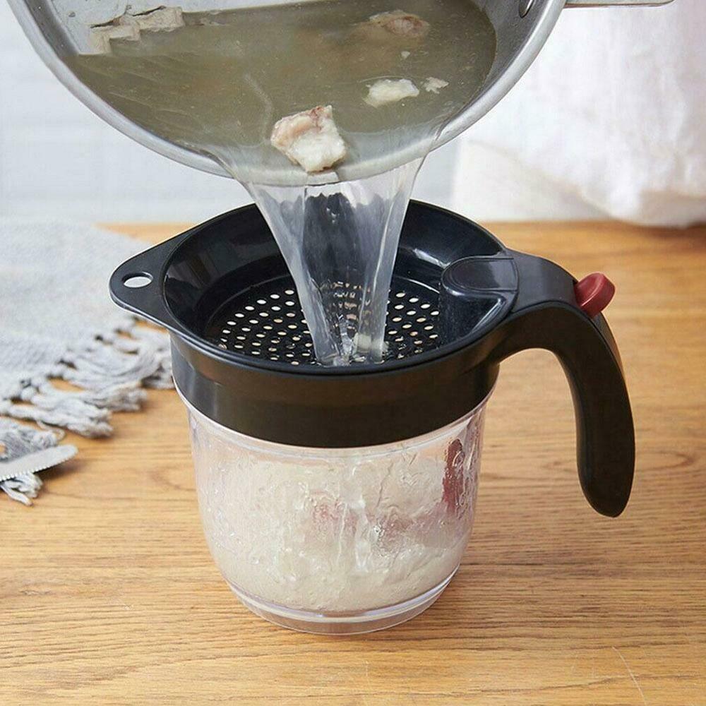 Kitchen Tools Filter Soup Residue Oil Filter Soup Oil Separator With Non-Slip Handle Measuring Cup Kitchen Accessories