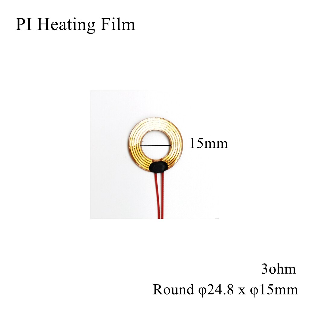 Film chauffant électrique rond, 25mm 5V 12V 24V 110V 220V PI, Film adhésif Polyimide, plaque chauffante électrique, tapis de panneau, feuille de carburant, huile moteur réservoir: Round 24.8 x 13.2