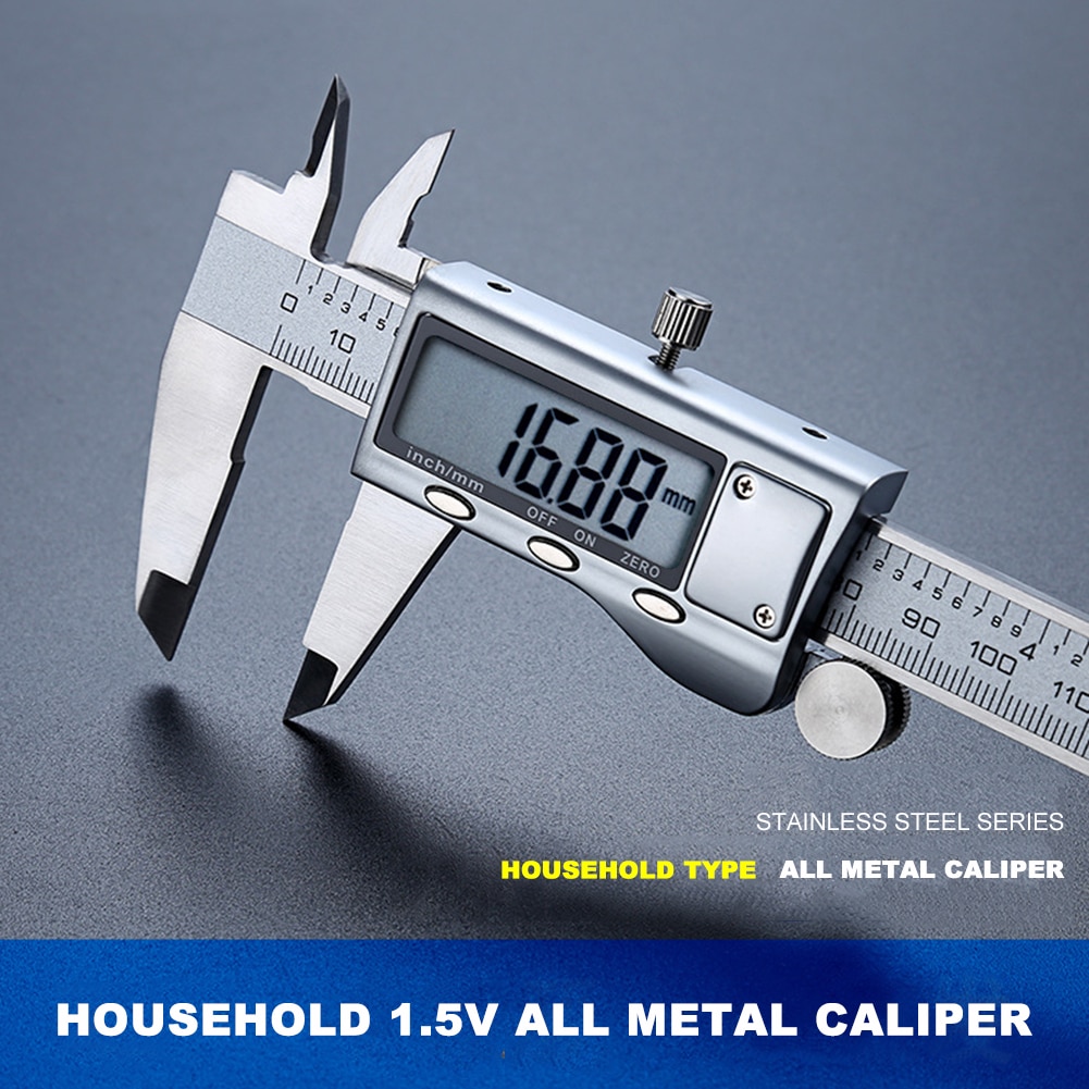 0-150mm/0-6 Inches LCD Electronic Digital Stainless Steel Vernier Caliper Micrometer Measuring Tool