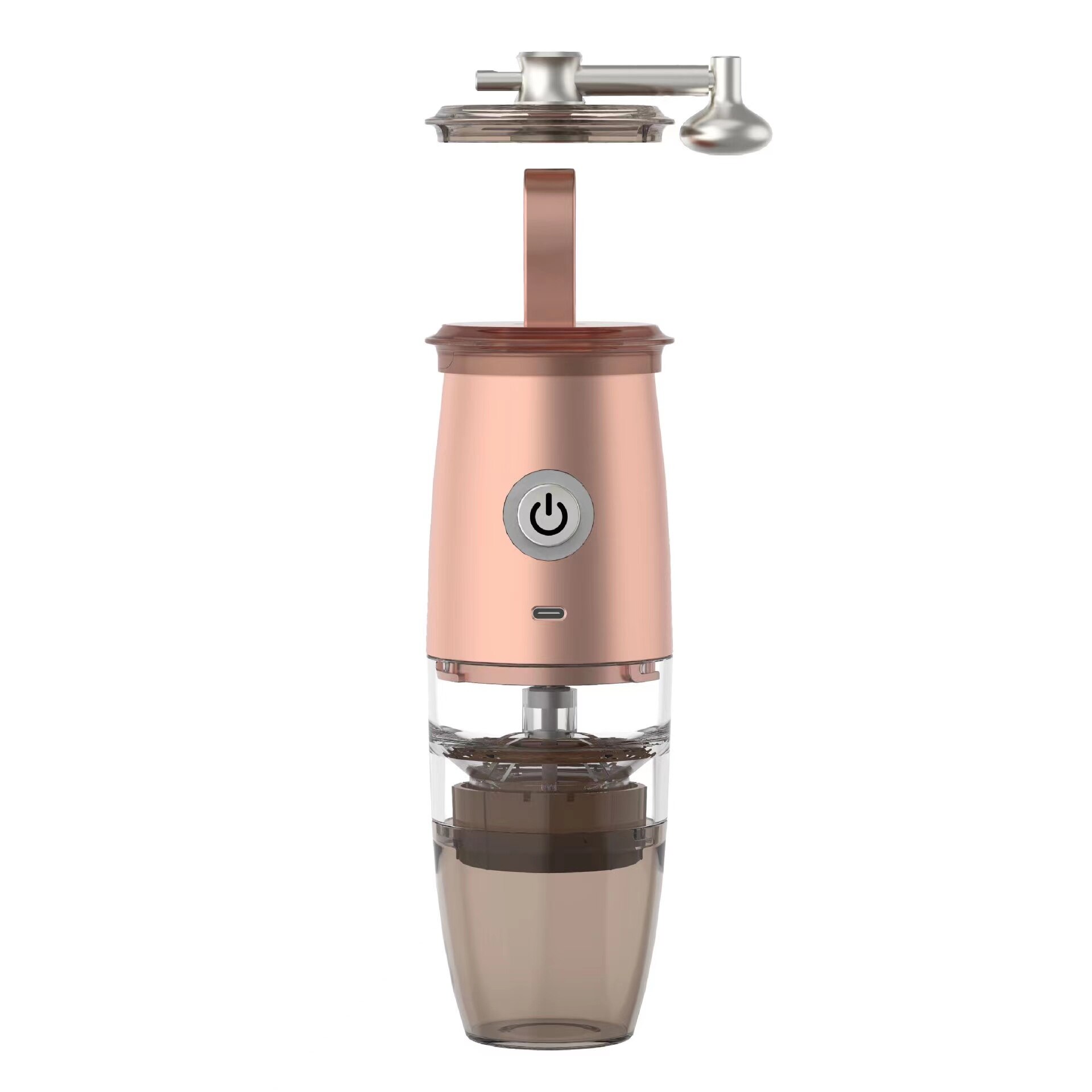 2 in 1 Portable Coffee Grinder Electric Manual Coffee Miller Automatic Coffee Bean Grinder Machine Espresso Maker USB Charging: Gold with Manual