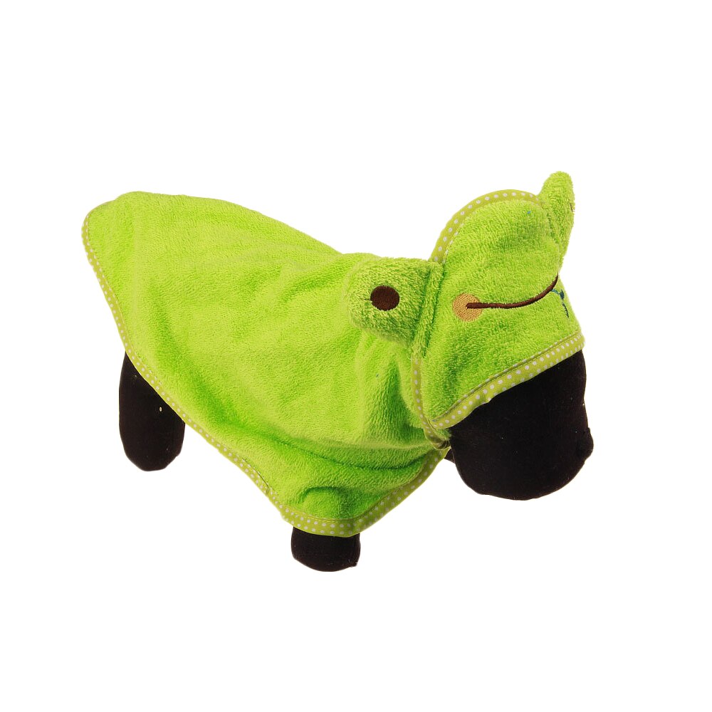 Søde kæledyr hund badehåndklæde bamse håndklæde super absorption tørring badehåndklæder med hættetrøjer blød hvalp kat håndklæder: Grøn / L