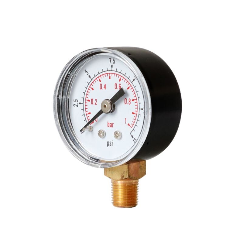 Manomètre à 40mm faces 1/8 " bspt montage inférieur 15,30,60.100,160 200, 300 psi & bar pour air gaz eau carburant liquide
