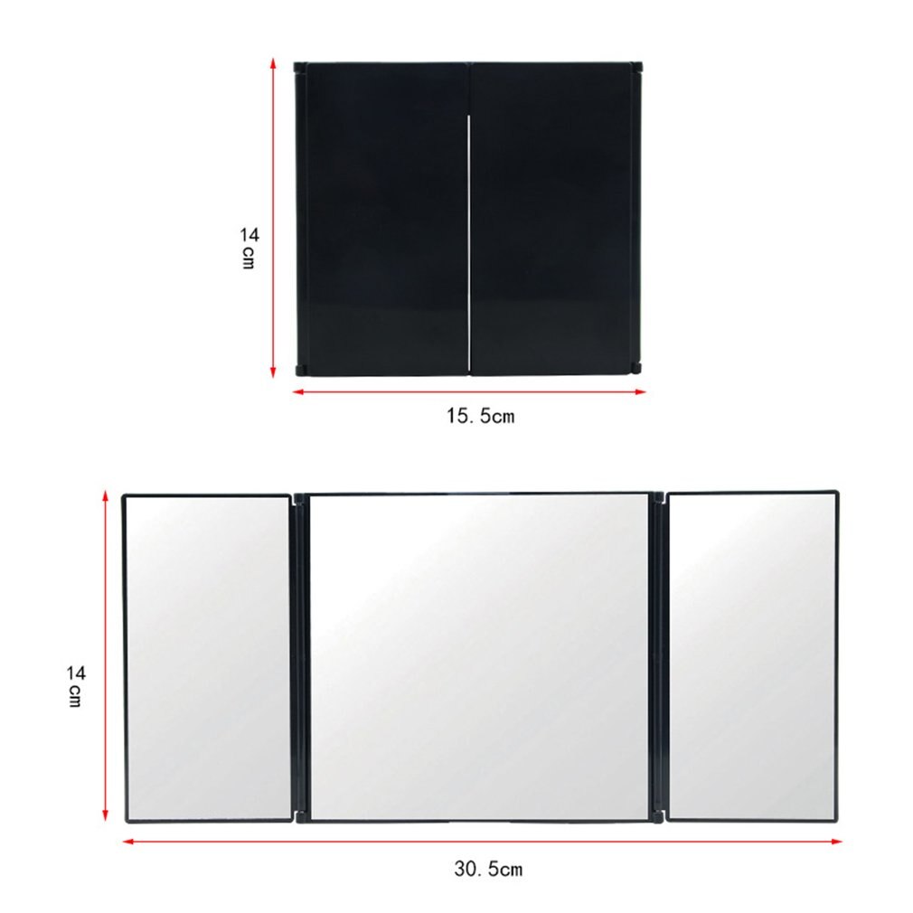 Car Vanity Mirror 3 Section Folding Cosmetic Mirror Auto Sun-shading Car Visor Mirror Adjustable Auto Makeup Mirror