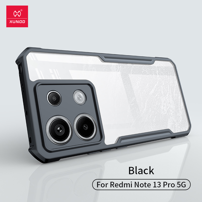 Xundd-funda Xiaomi Redmi Note 13 Pro Plus transparente a prueba de golpes para Xiaomi Redmi Note13 4G Note13 Pro+ 5G: Negro