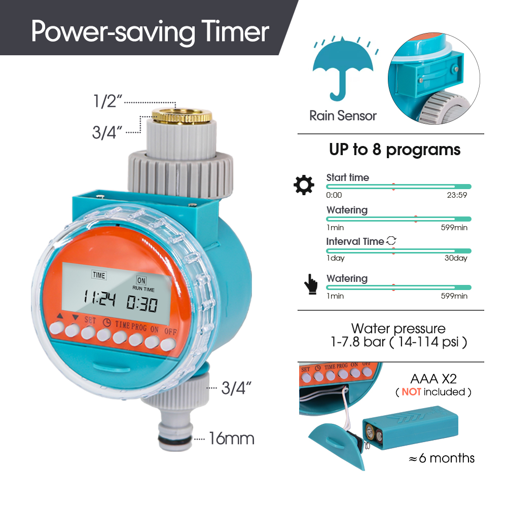 1pc sensor de chuva temporizador água display led controlador irrigação eletrônica automática para jardim casa planta flor sistema rega: Grey