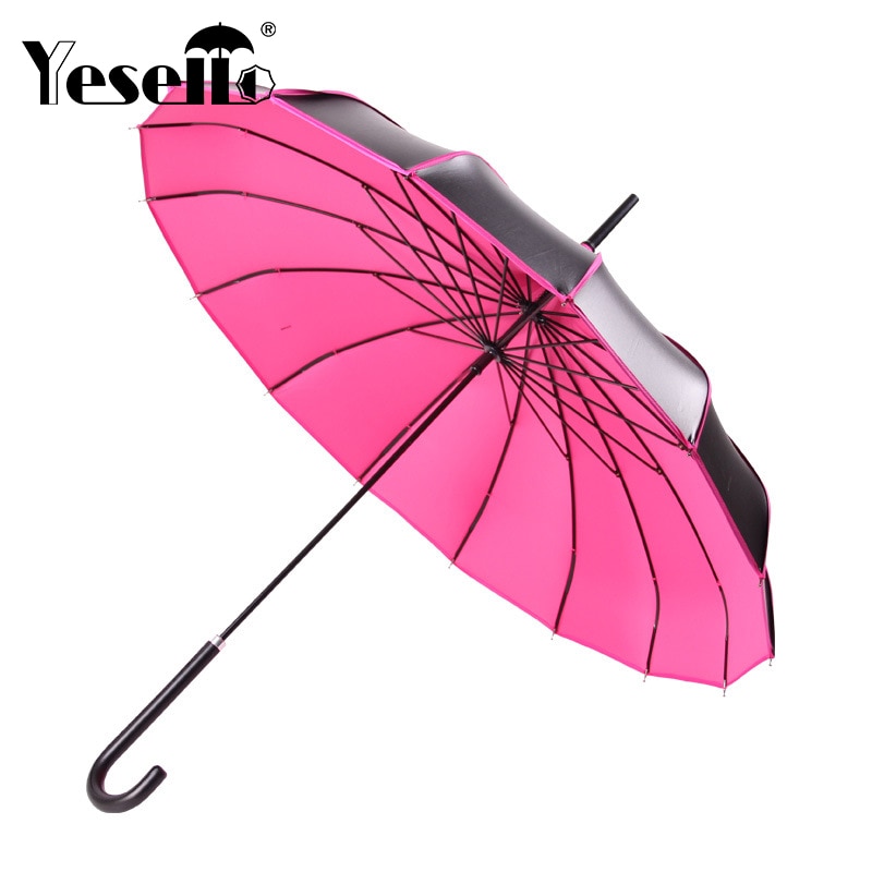Yesello Lange Handvat Pagoda Paraplu Mannen Zwarte Coating Winddicht Grote Paraplu Rode Regen Winddicht Draagbare Paraplu Voor Vrouwen