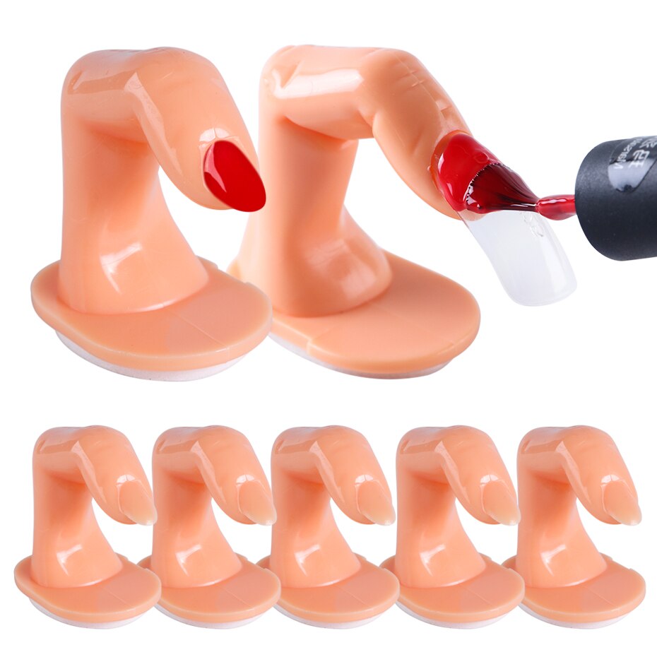 5/10 Stuks Nep Nagels Tip Natuurlijke Practise Hand Model Training Gel Polish Stand Display Nail Art Tool Grappige Speelgoed Zxh