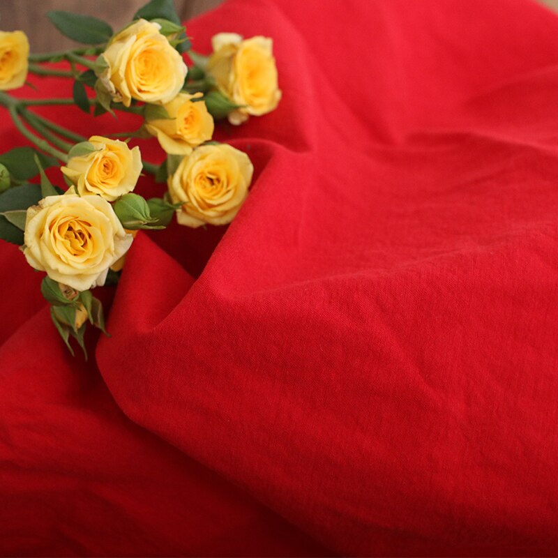 Tela para prendas de vestir de algodón tejido rojo de sarga lavada para hacer ropa, falda, tops, diy