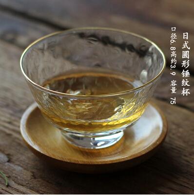 Japanese Style Hexagonal Personal Cup Hammered Glass Gold Tea Cup Wine Glasses Small Single Cup Teacup with gold edge: 5