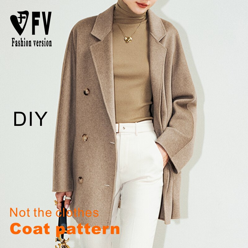 Sewing pattern women's double-sided cashmere coat coat structure drawing 1:1 garment pattern BFY-344