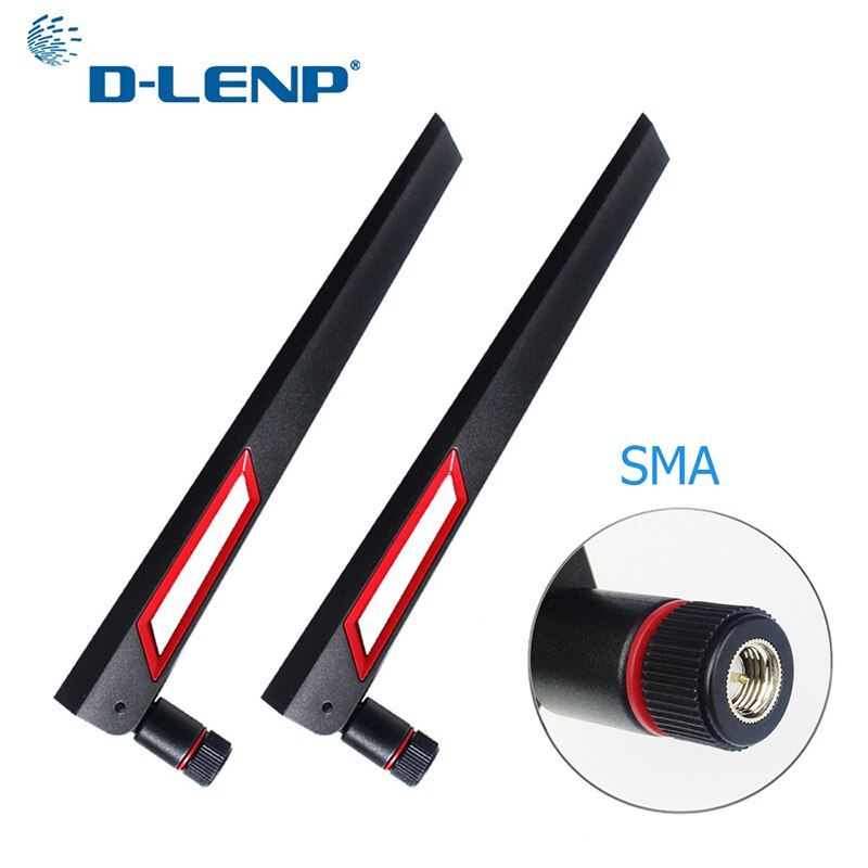 Dlenp 2 Pcs 2.4G 5G 5.8G Wifi Antenne Dual Band 12dBi Antenne Router Antenne Sma Mannelijke (pin)/ RP-SMA Mannelijke (Gat): SMA