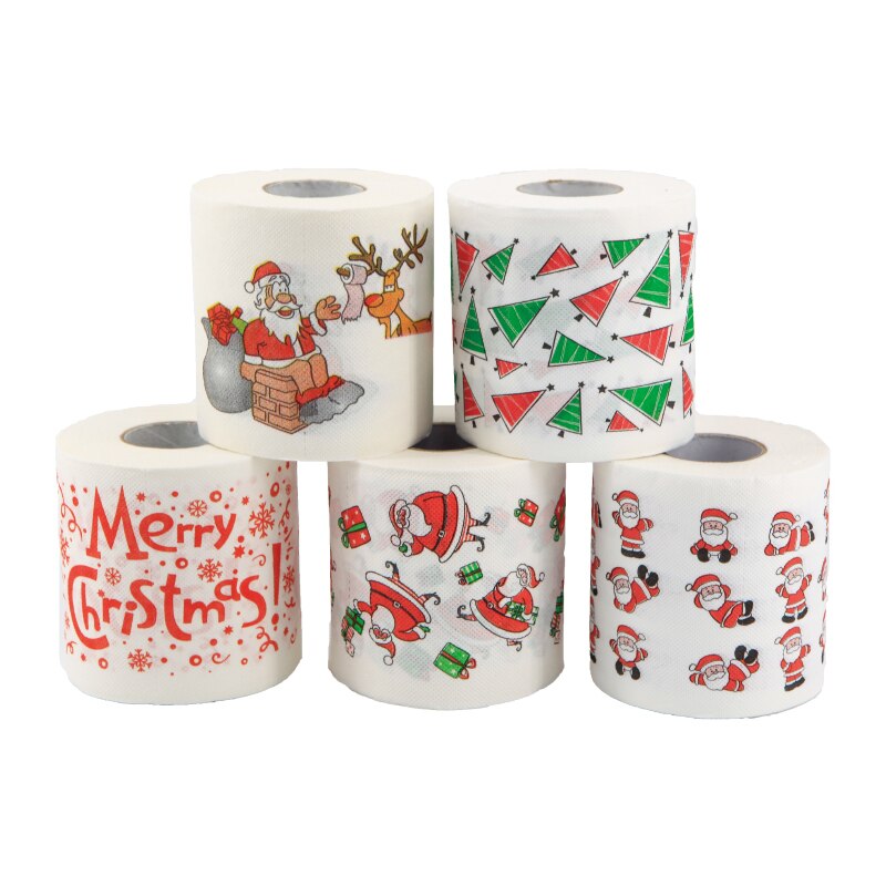 Papier toilette doux coloré motif arbre de père noël, 1 rouleau de papier hygiénique, pour bain, fournitures de maison, décoration