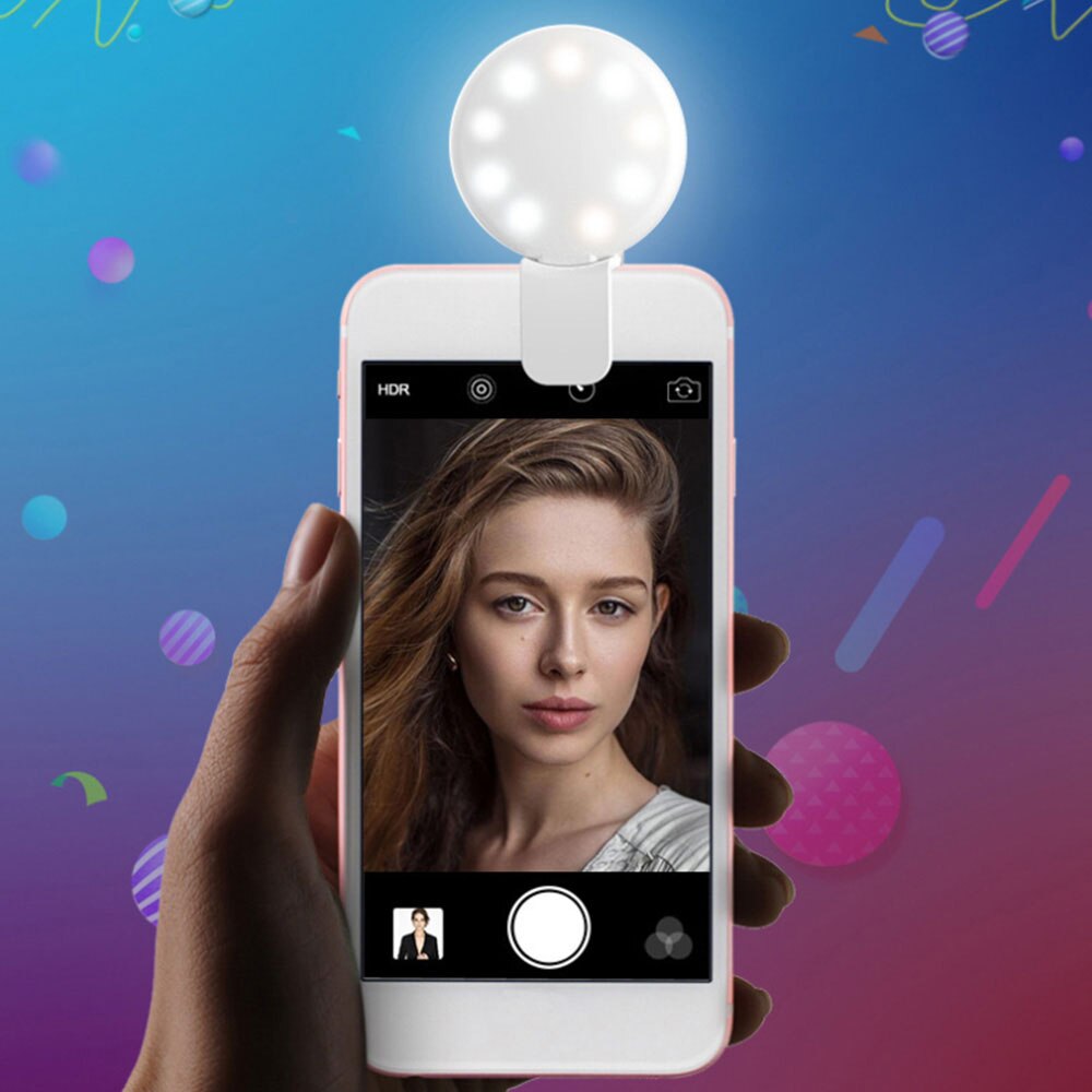 Makeup-forbedrende fyldningslys bærbar selfie flash led clip-on mobiltelefon selfie lys nat selvudløser lampe