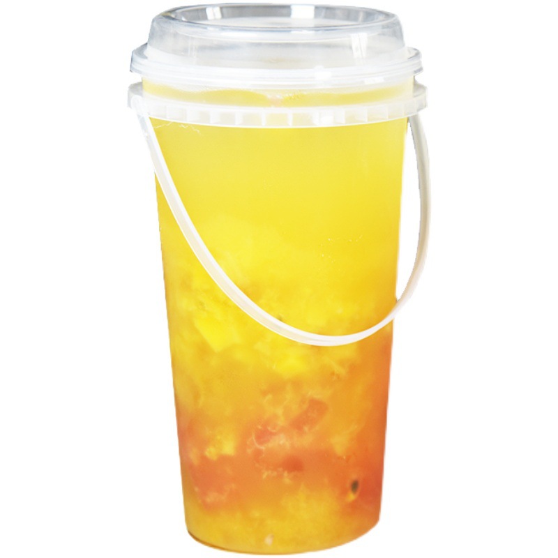 Plastmuggar med lock, stor kapacitet, bärbar mjölktekopp med 700ml/1000ml hinkar, genomskinliga muggar med lock och sugrör, kan återanvändas