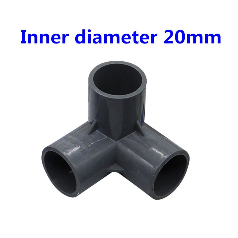 2 Pcs 20mm PVC Stereo Connector PVC Three-Way Four-Way Five-Way Plastic Water Supply Pipe Fittings Inner Diameter Size 20mm: gray 3-way