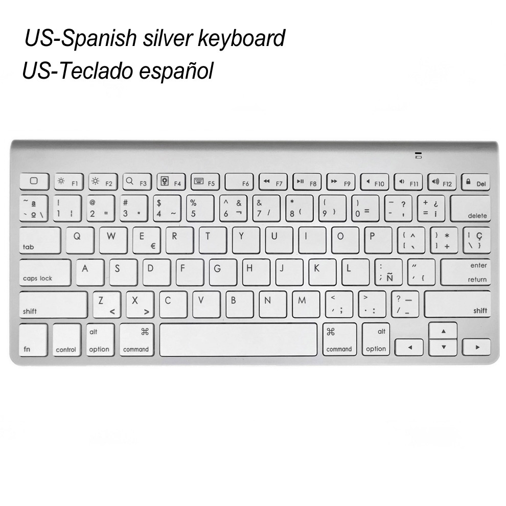 Portable Ultra Slim Mute Apple Style Bluetooth Keyboard Mouse Low Noise Wireless Keyboard for IOS Windows Android: US-Spanish
