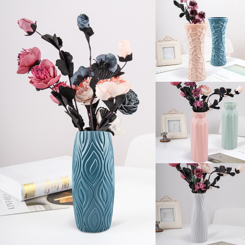 Plastic Vase Home -Resistant Hydroponic Vase Imitation Enamel Decorative Ornaments Imitation Ceramic Flower Pot