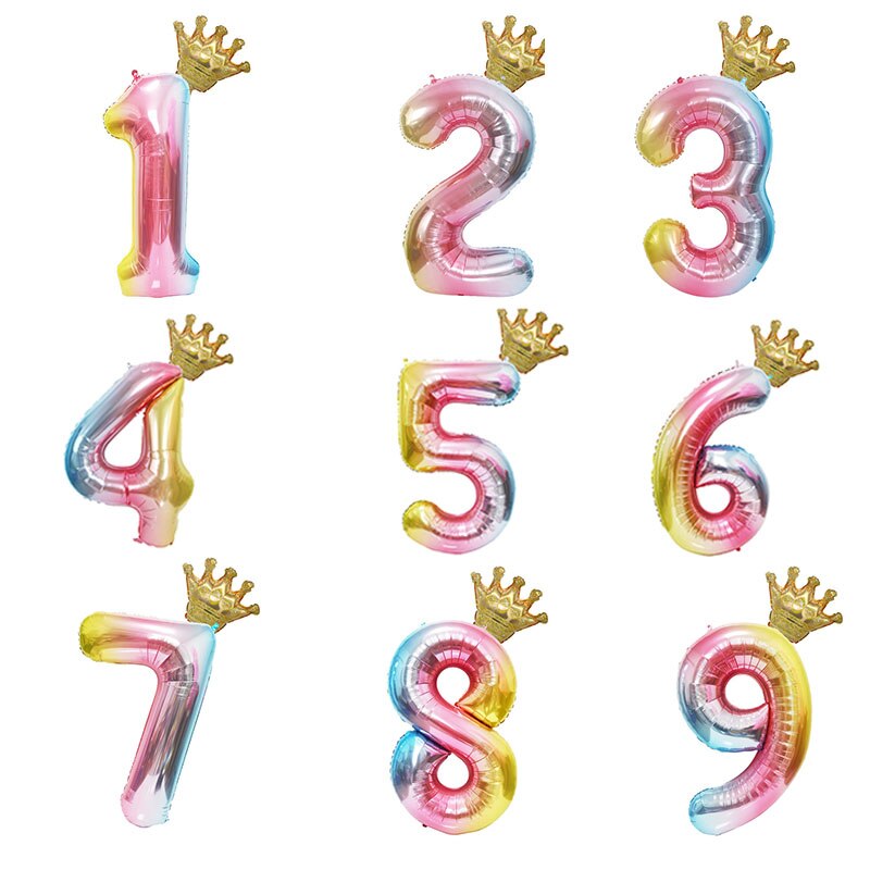 1 pc 40 inch Gradient Big Number Foil Balloons 0 1 2 3 4 5 6 7 8 9 years Old Baby Happy Birthday Party Decoration Large Balloons
