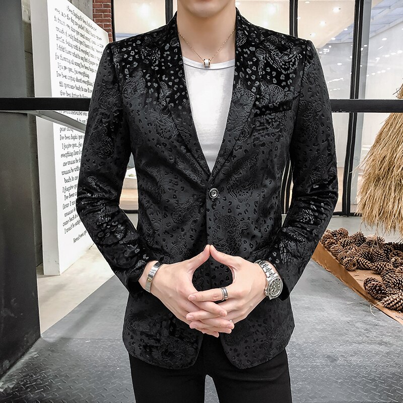 2022 Men&#39;s Casual Boutique Business Slim Fit Personality European and American Style Suit Blazers Jacket Dress Coat