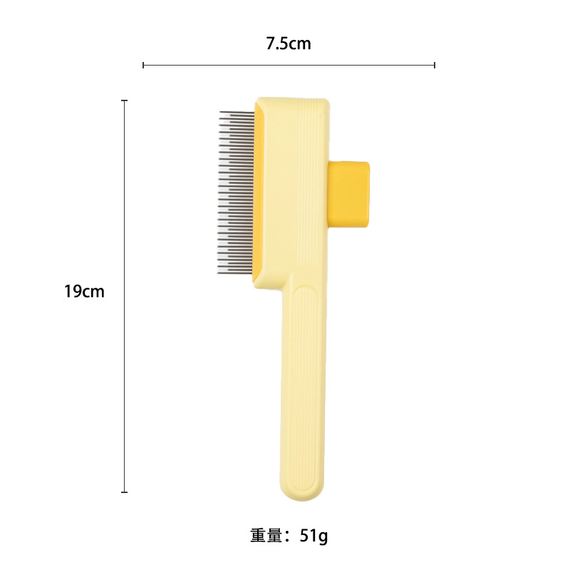 One-Click Self-Cleaning Pet Hair Removal Comb for Cats & Dogs Grooming Mass, Flea Comb for Short & Long Hair Pets: XS（old） / Yellow