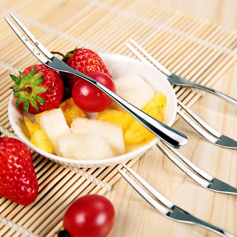 1Pcs 13cm Stainless Steel Fruit Forks For Restaurant Cafeteria Home Party Dessert Fork Lovely Fruit Fork Tableware
