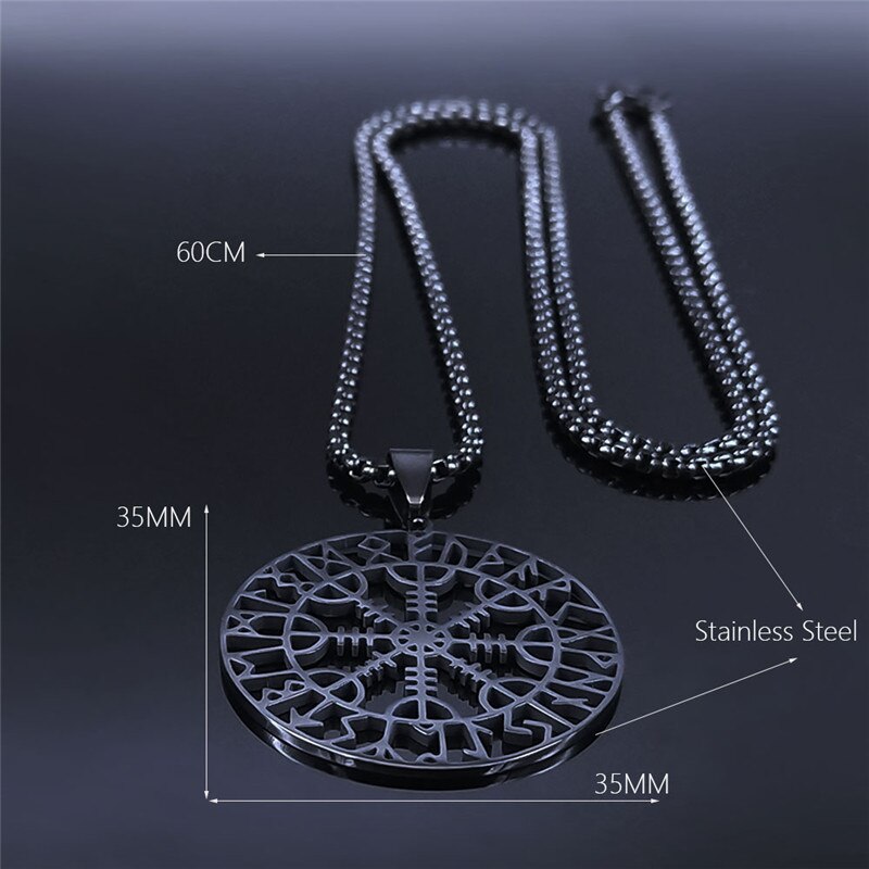 Viking Vegvisir Kompas Ketting Ketting Mannen Rvs Nordic Runen Odin Statement Ketting Kelten Etnische Sieraden N3048S05