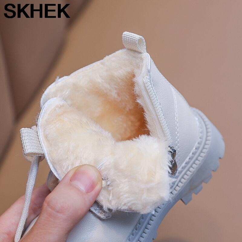 SKHEK enfants bottes de neige automne épaississement coton chaussures garçons filles imperméable antidérapant bottines enfants bottes en cuir