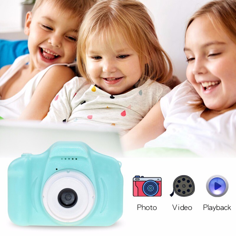 Mini appareil photo style dessin animé pour enfant, caméra numérique, jouet de 2 pouces écran HD, enregistreur et vidéo, petit caméscope joli pour petite fille
