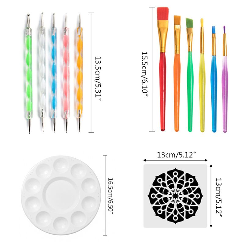 40 pièces Mandala pointillé outils ensemble pour peinture pierre de roche dessin pochoir pinceau stylo directe
