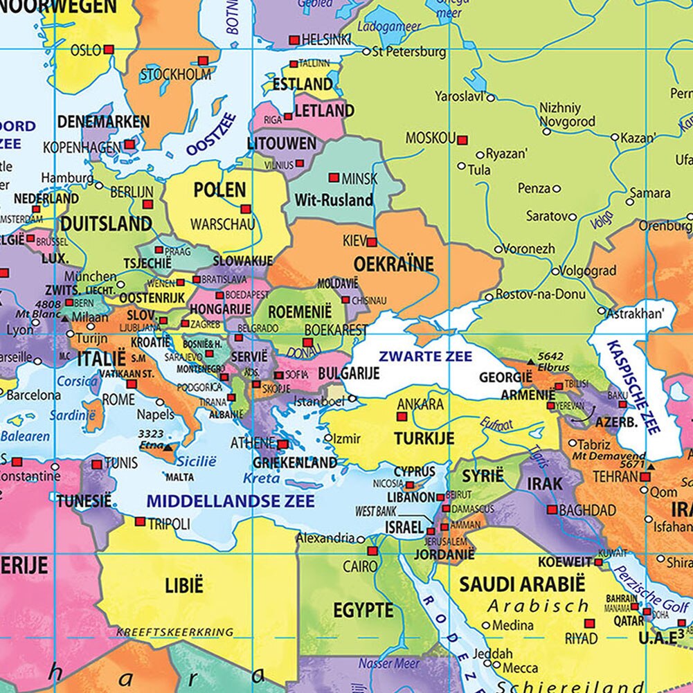 225*150cmThe Dutch World Map with Details Wall Poster Non-woven Canvas Painting Office Home Decoration Kids School Supplies