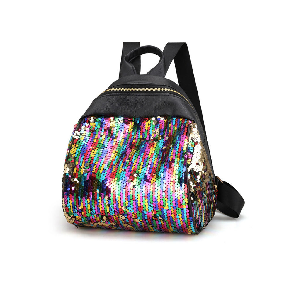 Femmes fille sac à dos argent rose brillant paillettes sac à dos adolescentes femme coréenne tendance personnalité sac d'école sac à dos: colorful