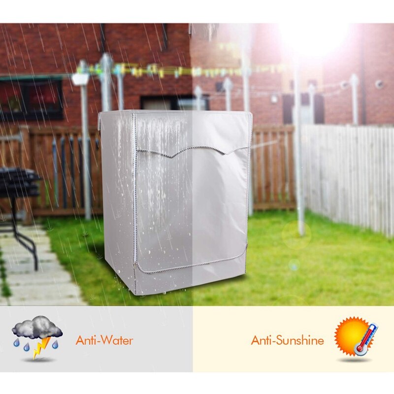 Mildewproof Fabric Shower Curtain Waterproof (White) & Washing Machine Cover,Washer/Dryer Cover