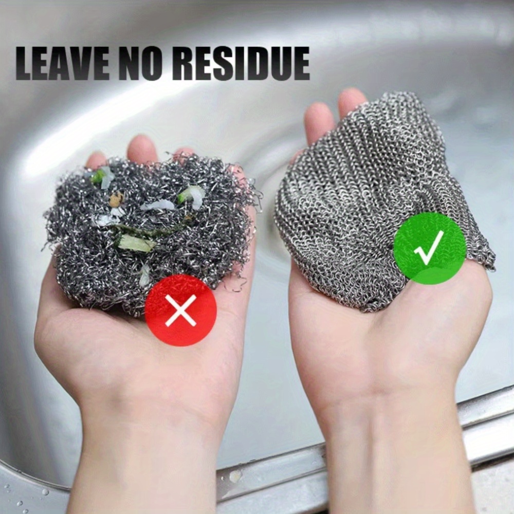 Szczotka do czyszczenia z siatki łańcuchowej ze stali nierdzewnej 316 - czyszczenie żeliwa, skrobak do wstępnie przyprawionych patelni, płytek grillowych, grilów BBQ i czyszczenia naczyń kuchennych