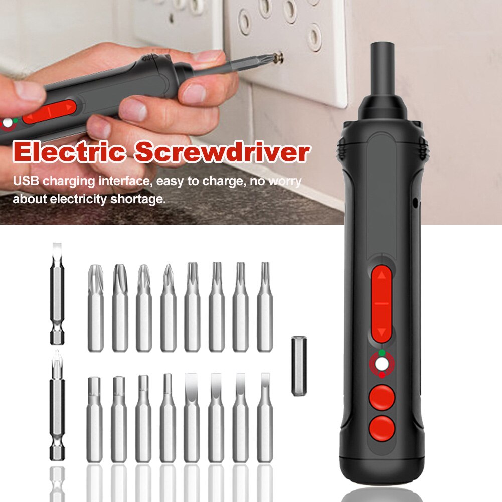 4V Mini Cordless Electric Screwdriver Set LED Lighting USB Rechargeable Home Compact Handheld Power Tools Industrial With Bits