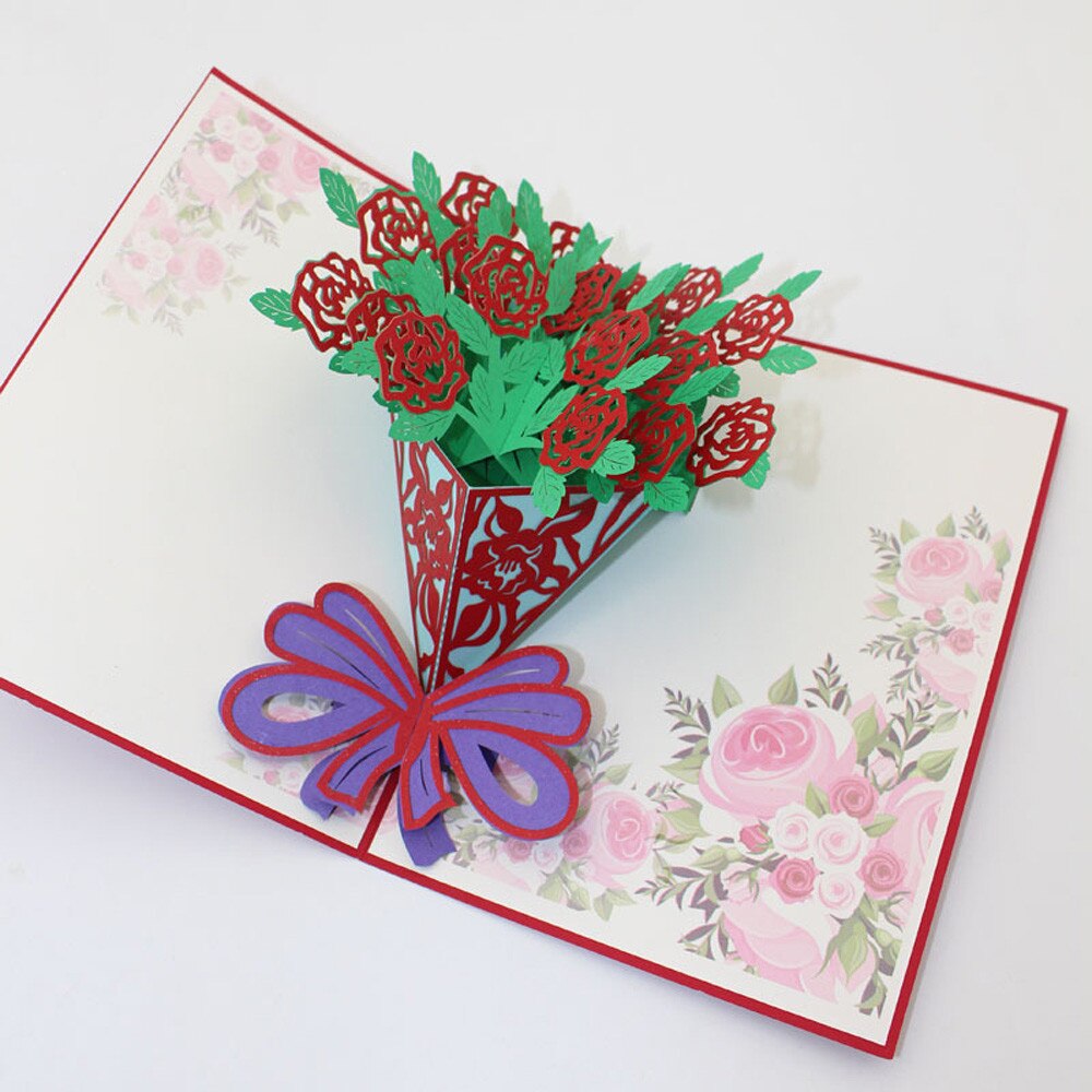 Newest creativity Paper 3D Pop Up Cards Valentine Lover Happy Birthday Anniversary Greeting Cards Postcards Card