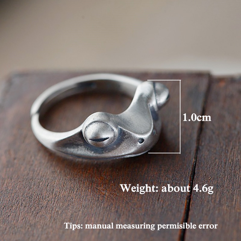 GAGAFEEL S925 Sterling Silver Frog Rings Open Ring Fine Jewelries for Women Female Top